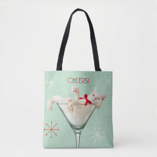 Cat in Martini Glass Tote Bag