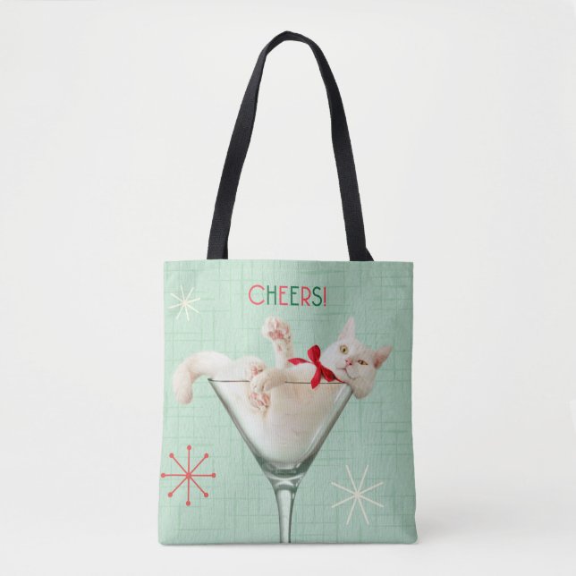Cat in Martini Glass Tote Bag (Front)