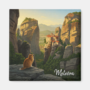 Cat in Meteora Greece Travel Magnet