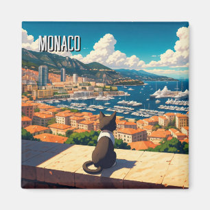 Cat in Monaco Monte Carlo Europe Travel Magnet