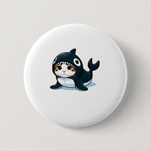 Cat in Orca Costume 6 Cm Round Badge