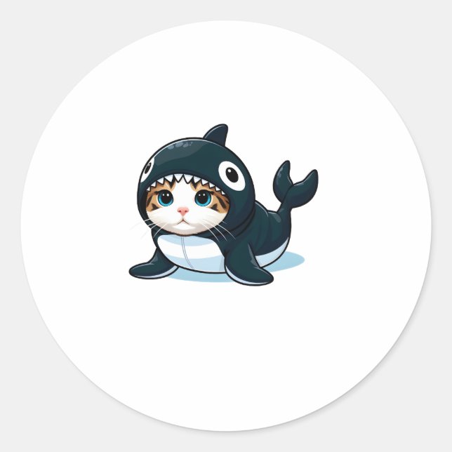 Cat in Orca Costume  Classic Round Sticker (Front)