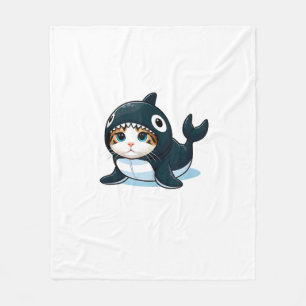 Cat in Orca Costume  Fleece Blanket