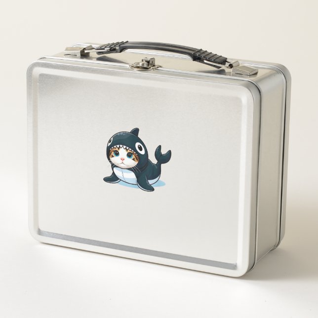 Cat in Orca Costume  Metal Lunch Box (Front)