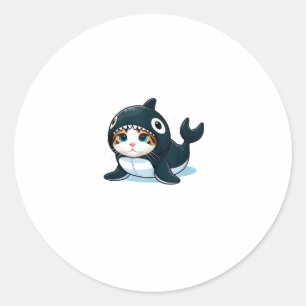 Cat in Orca Costume Tank Top Classic Round Sticker