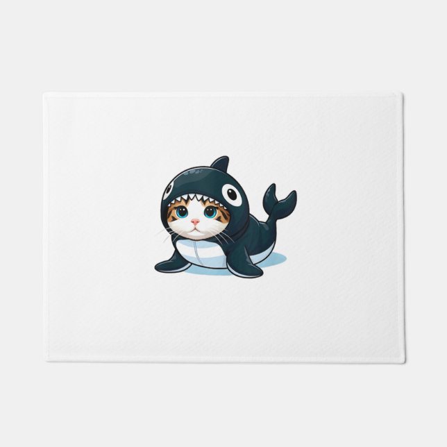 Cat in Orca Costume Tank Top Doormat (Front)