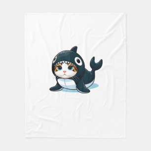 Cat in Orca Costume Tank Top Fleece Blanket