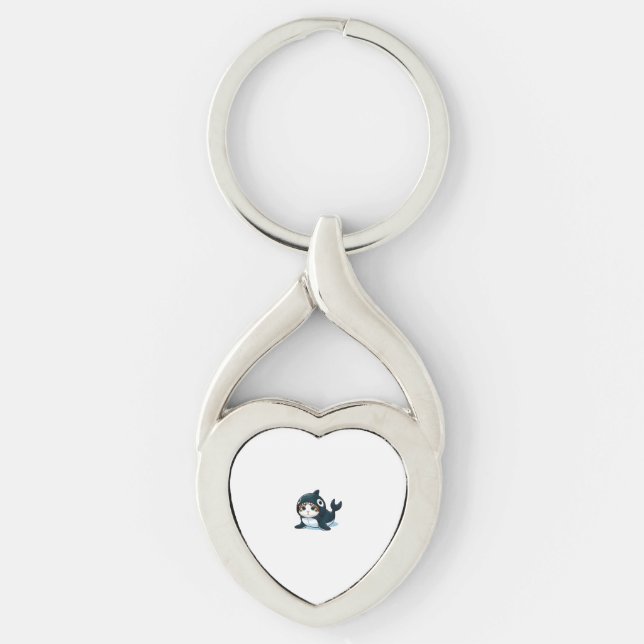 Cat in Orca Costume Tank Top Key Ring (Front)