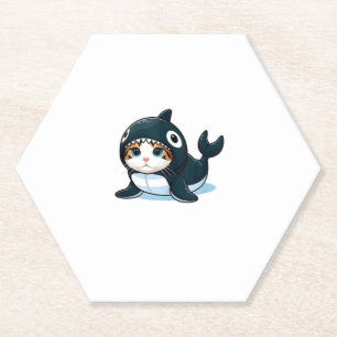 Cat in Orca Costume Tank Top Paper Coaster