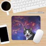 Cat in Outer Space Rawr Mouse Mat<br><div class="desc">Jumping on the bandwagon. Funny cat face in space! You're welcome</div>