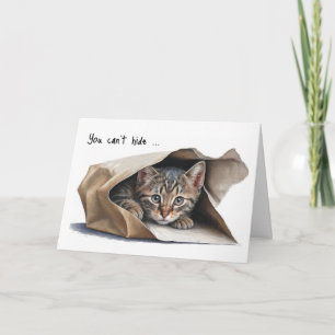 Cat In Paper Bag Birthday Humour Card