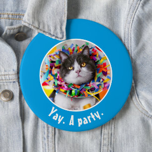Cat In Party Cone 6 Cm Round Badge
