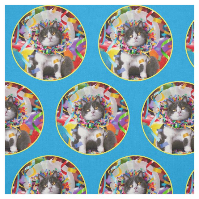 Cat In Party Cone Fabric (Swatch)