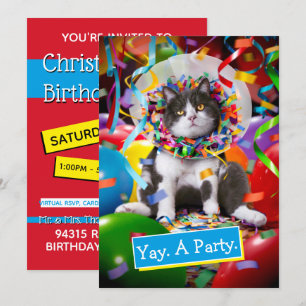 Cat In Party Cone Invitation