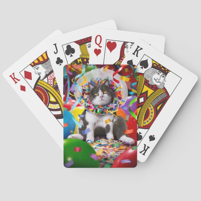 Cat In Party Cone Playing Cards (Back)