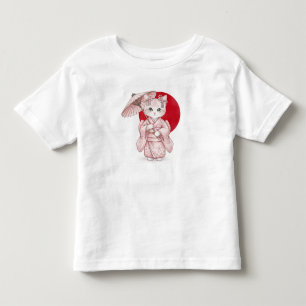 Cat in Pink Kimono, by Natasha Us Toddler T-Shirt