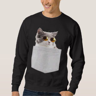 Cat In Pocket Coming Out Cute Cat Peeking In Pocke Sweatshirt