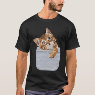 Cat In Pocket Coming Out Cute Cat Peeking In Pocke T-Shirt