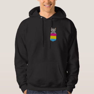 Cat In Pocket Pansexual Pride LGBT-Q Flag Funny Ki Hoodie
