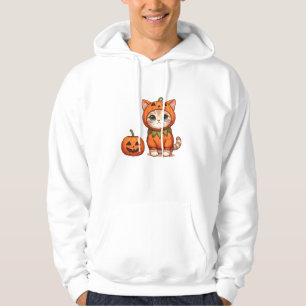 Cat in Pumpkin Costume for Halloween  Hoodie