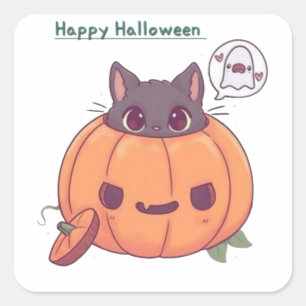 Cat in Pumpkin Halloween Sticker 🎃🐱   Cute Spook