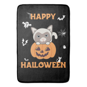 Cat In Pumpkin Sweet Cats Happy Halloween Bath Mat