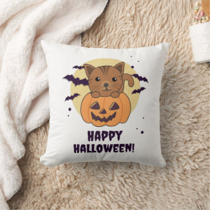 Cat In Pumpkin Sweet Cats Happy Halloween Cushion