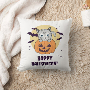 Cat In Pumpkin Sweet Cats Happy Halloween Cushion