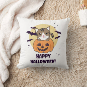 Cat In Pumpkin Sweet Cats Happy Halloween Cushion