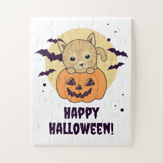 Cat In Pumpkin Sweet Cats Happy Halloween Jigsaw P Jigsaw Puzzle (Vertical)