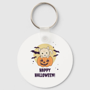Cat In Pumpkin Sweet Cats Happy Halloween Key Ring