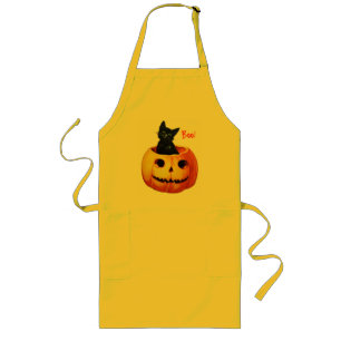 Cat in Pumpkin Vintage Halloween Apron