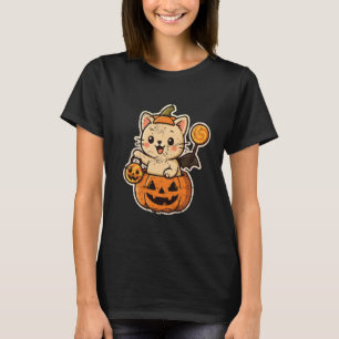 Cat in Pumpkin with Lollipop and Wings T-Shirt