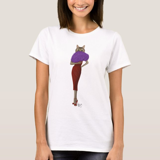 Cat In Red Dress T-Shirt (Front)