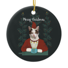 Cat in Santa clothes Christmas Card