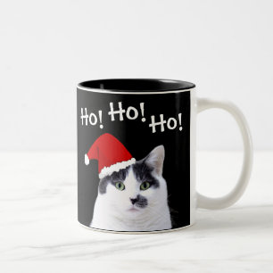 Cat in Santa Hat Christmas Two-Tone Coffee Mug