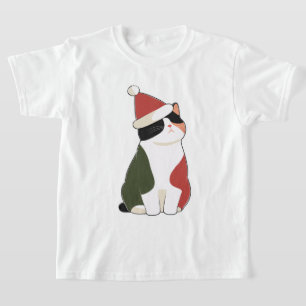 Cat in Santa Hat – Cute Holiday Illustration T-Shirt