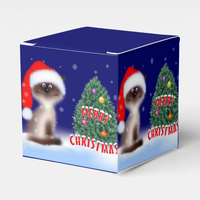 Cat in Santa Hat Favour Box (Front Side)