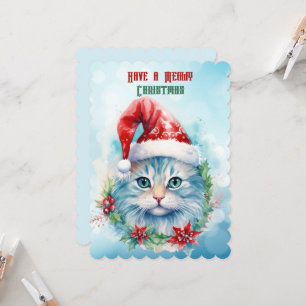 Cat In Santa Hat Have A Meowy Christmas