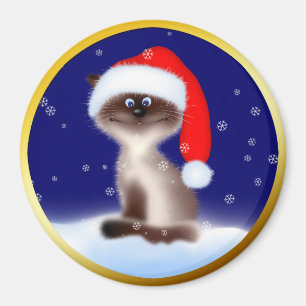 Cat in Santa Hat Magnet
