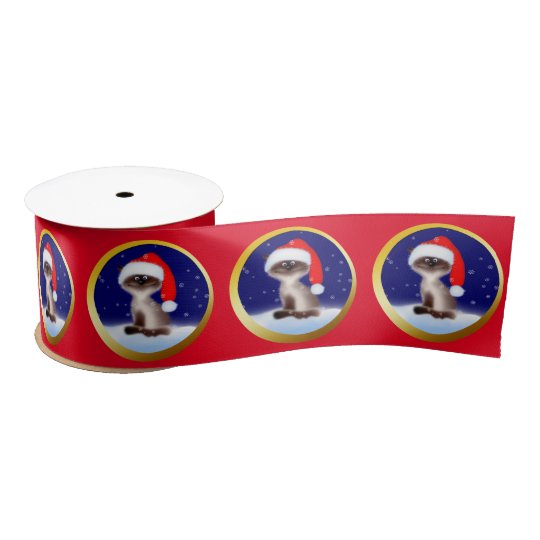 Cat in Santa Hat Satin Ribbon
