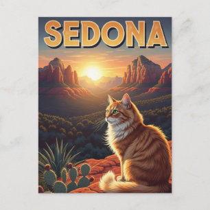 Cat in Sedona Arizona Travel Vertical Postcard