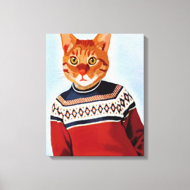 Cat in Ski Sweater Canvas Print (Front)