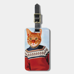 Cat in Ski Sweater Luggage Tag