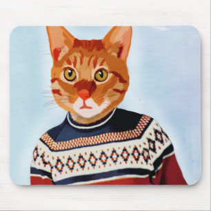 Cat in Ski Sweater Mouse Mat