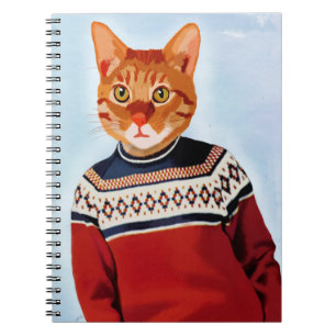 Cat in Ski Sweater Notebook