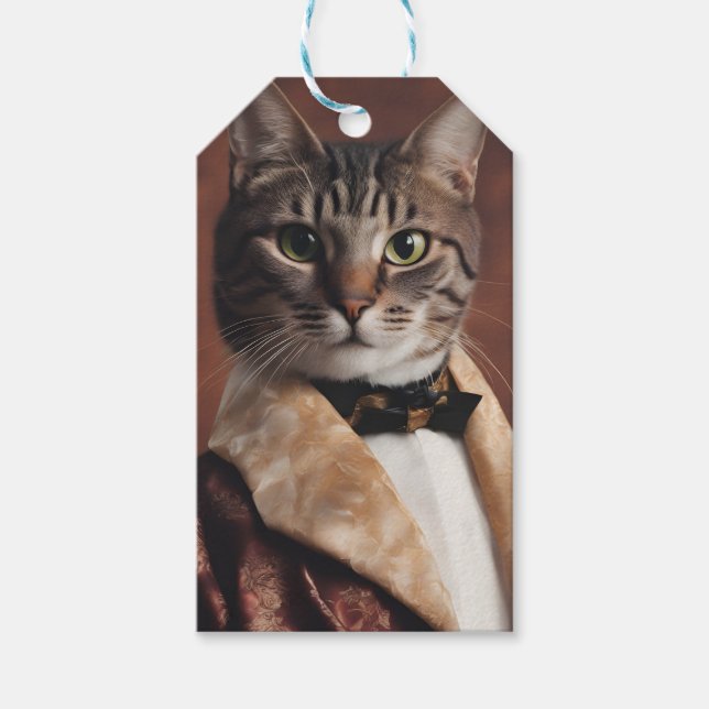 Cat in Smoking Jacket Gift Tags (Front)