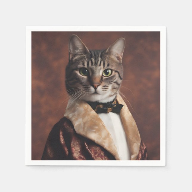Cat in Smoking Jacket Napkin (Front)