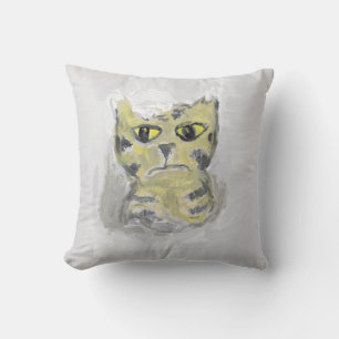 Cat in Snow Folk Art Painting Winter Design Cushion