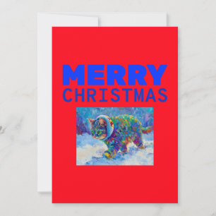 Cat in Snow Wearing Ear Muffs  Holiday Card